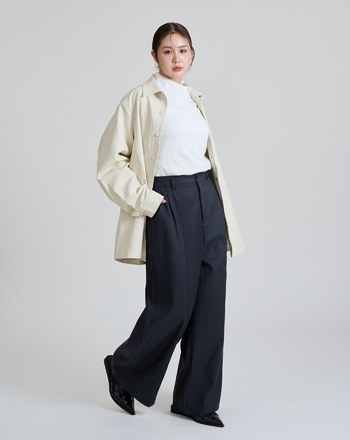 率性後腰鬆緊天絲直筒寬褲(兩色)