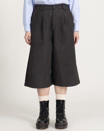 毛呢保暖寬直筒六分褲(兩色)