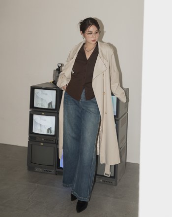 2WAY褲腳可收水洗彈性牛仔褲