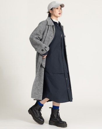 雙層設計純棉條紋襯衫洋裝(兩色)