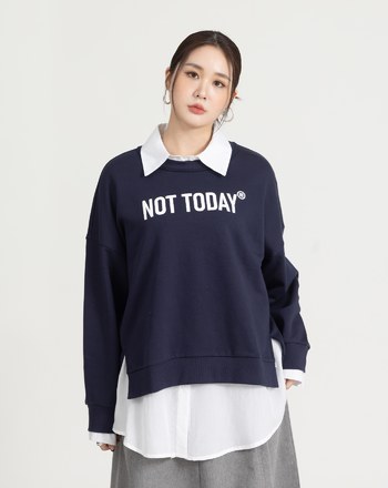 not today下擺開開衩不卡臀大學T(兩色)