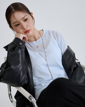 鬆弛感天絲透膚長袖上衣(三色)