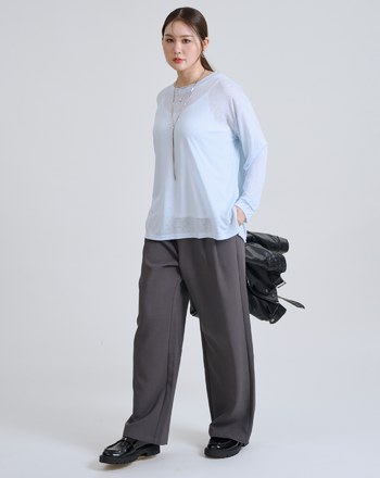 鬆弛感天絲透膚長袖上衣(三色)