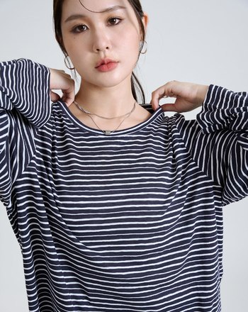 細條紋微透長袖T恤(兩色)