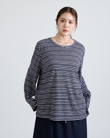 細條紋微透長袖T恤(兩色)