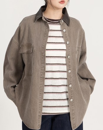 配色毛絨條紋長袖T恤(三色)