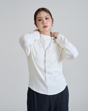 細節車線防捲立領不勒脖上衣(兩色)