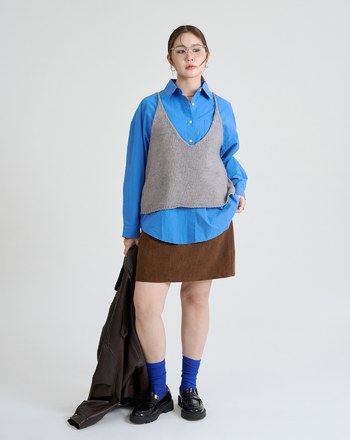 兩穿羊毛細肩帶綁帶背心(兩色)