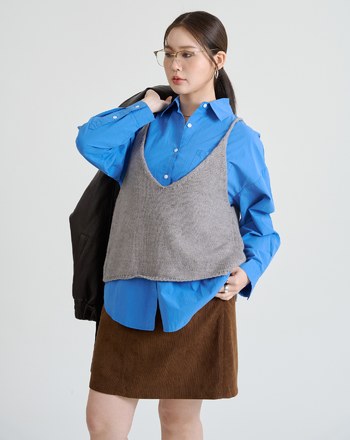 兩穿羊毛細肩帶綁帶背心(兩色)