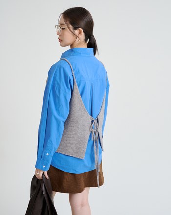 兩穿羊毛細肩帶綁帶背心(兩色)