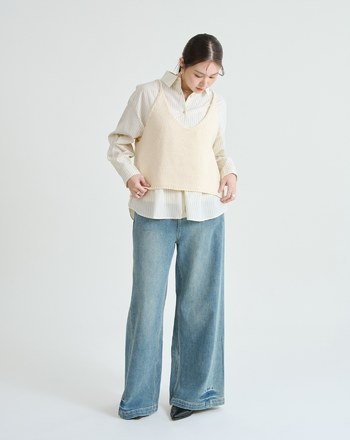 兩穿羊毛細肩帶綁帶背心(兩色)