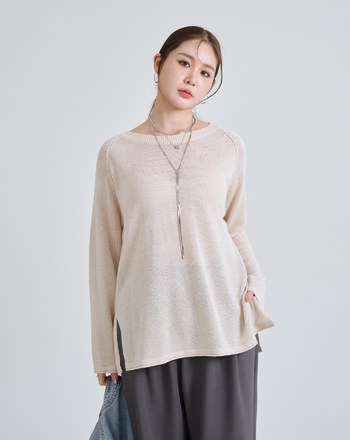 率性風針織透膚上衣(兩色)