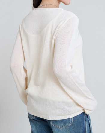 個性造型V領透膚針織上衣(兩色)