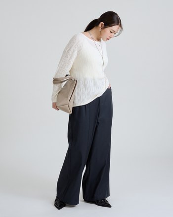 船型領立體織紋混羊毛針織上衣(兩色)