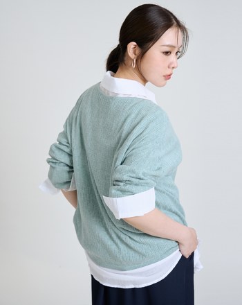 船型領立體織紋混羊毛針織上衣(兩色)