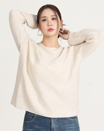 船型領極簡混羊毛針織上衣(兩色)