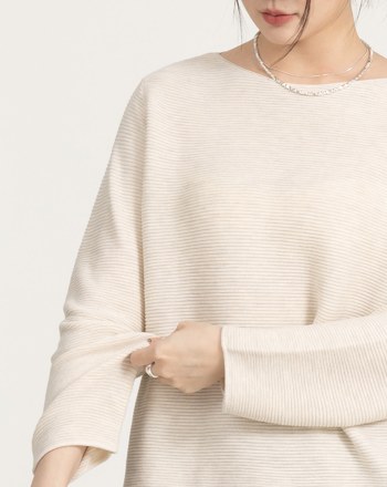 船型領極簡混羊毛針織上衣(兩色)