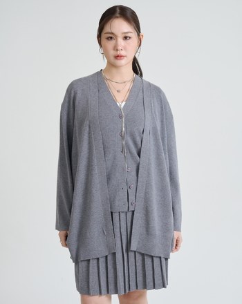 兩件式V領針織背心外套組(兩色)