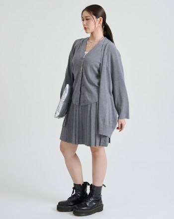 兩件式V領針織背心外套組(兩色)