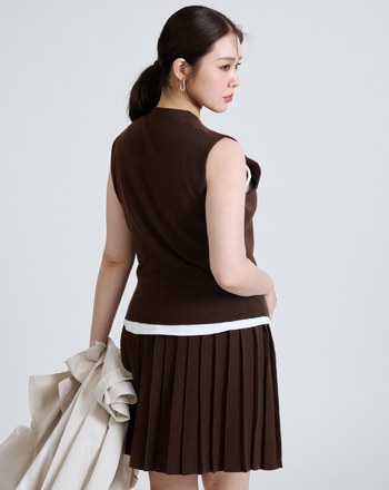 兩件式V領針織背心外套組(兩色)