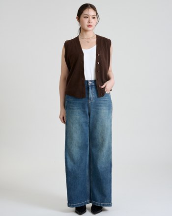 兩件式V領針織背心外套組(兩色)