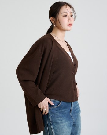 兩件式V領針織背心外套組(兩色)