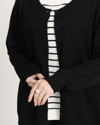 一件出門混羊毛假兩件針織上衣(三色)