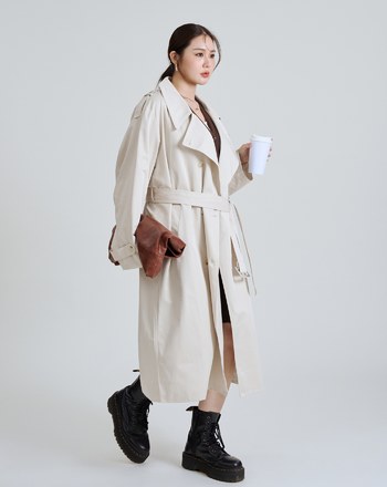 率性大翻領風衣外套(兩色)