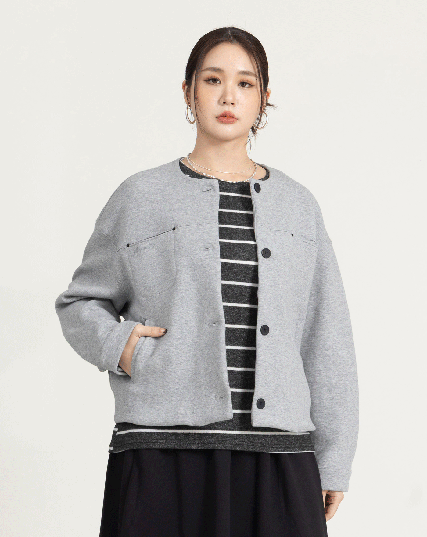 Q軟空氣棉無領外套(三色)