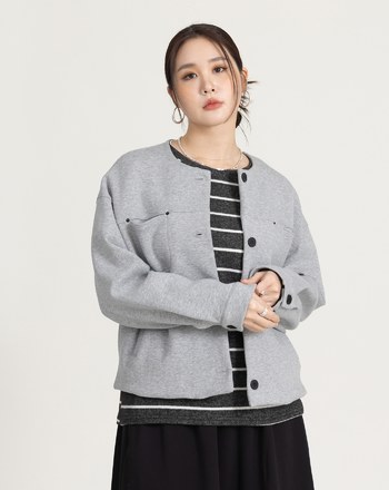 Q軟空氣棉無領外套(三色)