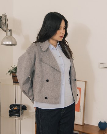 小臉神器大翻領雙面呢羊毛外套