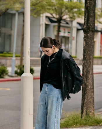 率性雙層領Oversize柔軟皮衣外套(兩色)