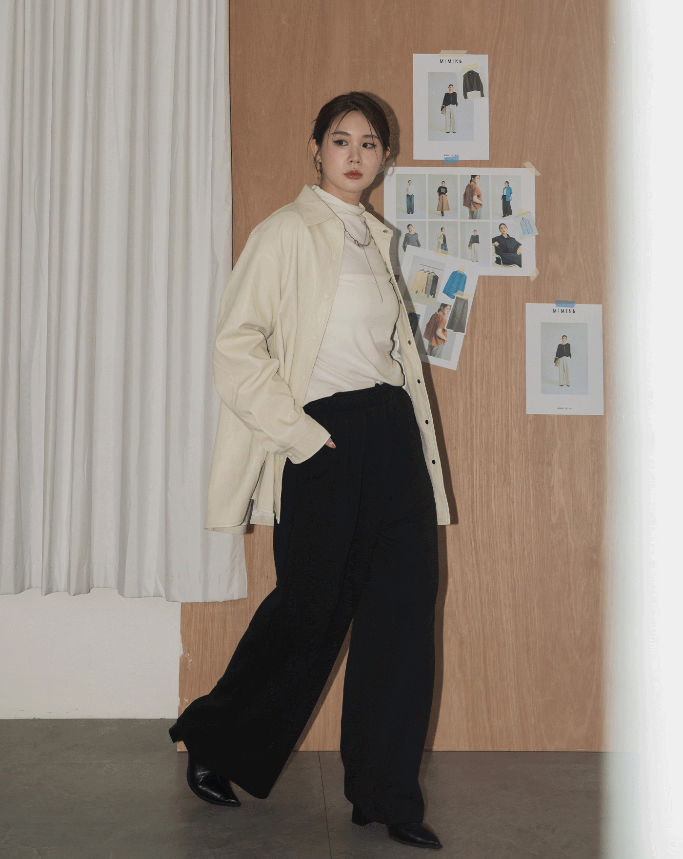 柔軟皮質酷感襯衫外套(兩色)