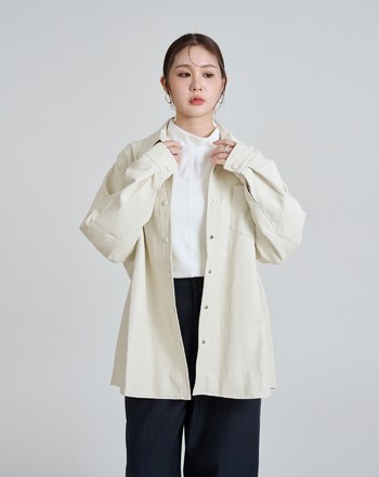 柔軟皮質酷感襯衫外套(兩色)