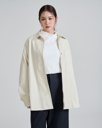 柔軟皮質酷感襯衫外套(兩色)