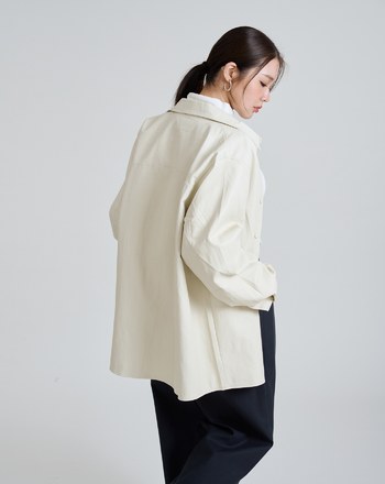 柔軟皮質酷感襯衫外套(兩色)