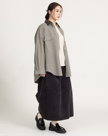 巴恩風皮質翻領牛仔襯衫外套(三色)