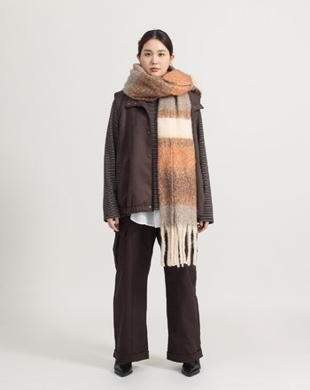 馬海毛配色條紋圍巾(三色)