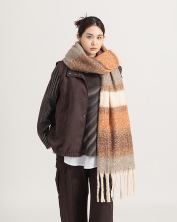 馬海毛配色條紋圍巾(三色)