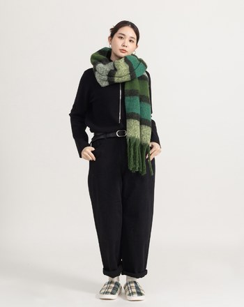 馬海毛配色條紋圍巾(三色)