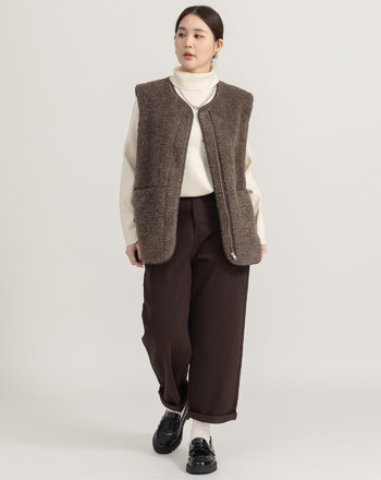 圈圈毛雙口袋開襟背心(兩色)