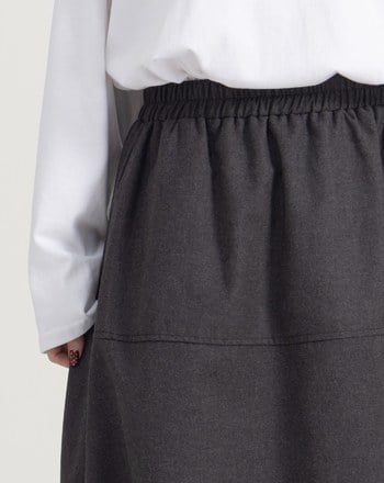 毛呢全腰鬆緊花苞裙(兩色)