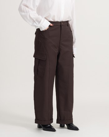 都會風挺廓剪接造型工裝褲(兩色)