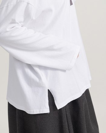 絨感純棉圖案設計長袖T恤(兩色)