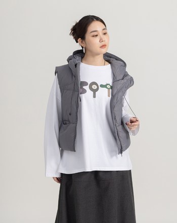 絨感純棉圖案設計長袖T恤(兩色)