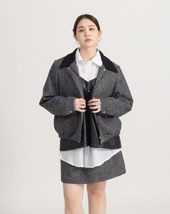 巴恩風羊毛鋪棉短版外套